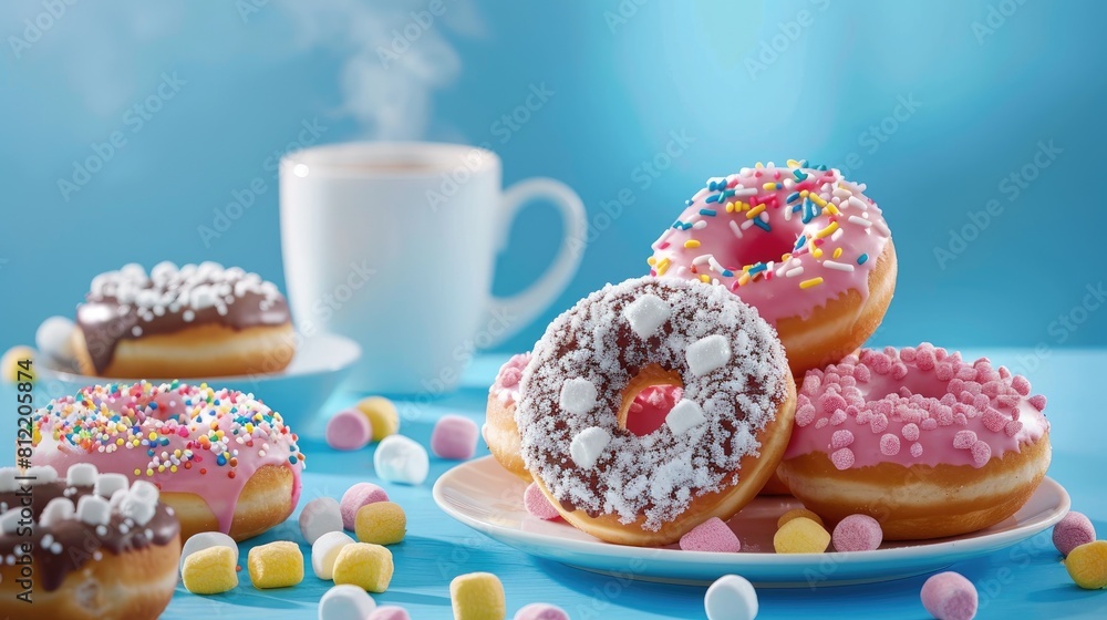 Poster celebrate national donut day with a delightful array of chocolate marshmallow and sugar sprinkle don