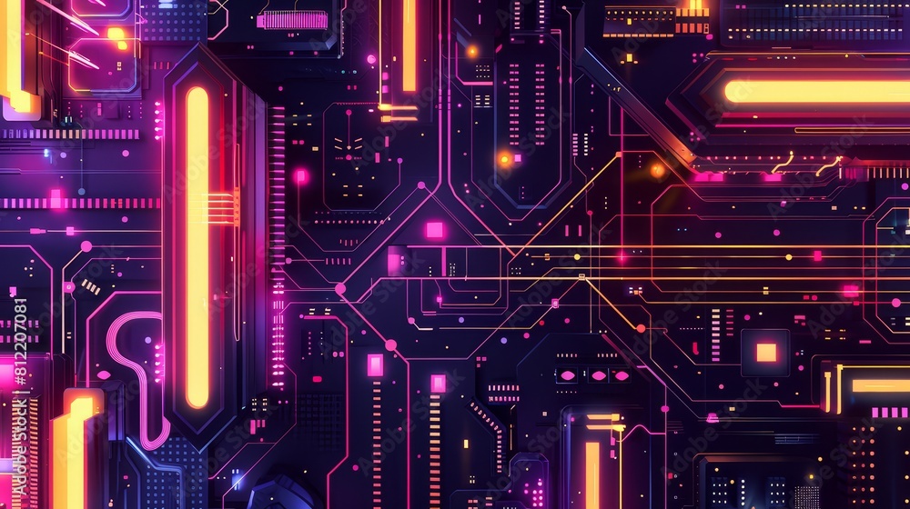 Aufkleber neon glow flat design top view urban nightlife theme animation split-complementary color scheme