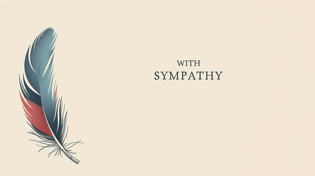 Elegant Sympathy Card Featuring a Stylized Feather
