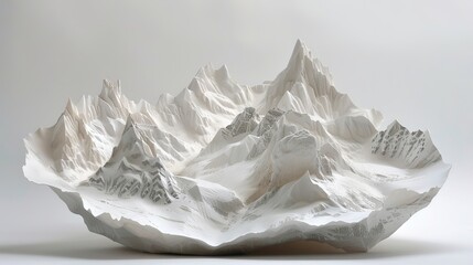 Paper sculpture of a mountain brings minimalist elegance to artistic displays