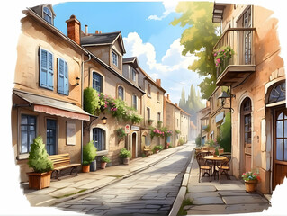 Naklejka premium Quaint European Street with Charm