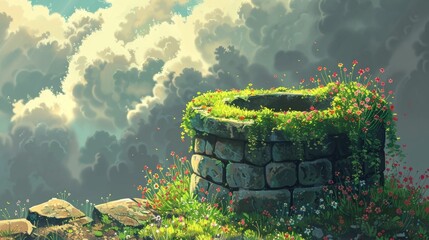 Serene ancient ruins bathed in sunlight, a magical setting for fantasy exploration