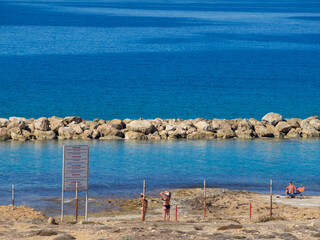 The beach by the Tombs of the Kings archeological site