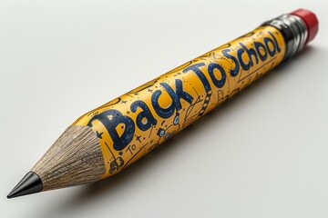 Vibrant yellow pencil with 'Back to School' message, perfect for education themes