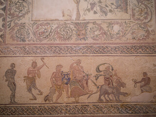 The triumph of Dionysus mosaic from the House of Dionysus in Paphos Archeological Site