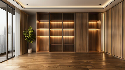Fototapeta premium photo of an empty wardrobe in a modern apartment
