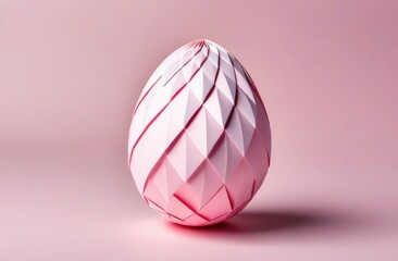 pastel pink egg. paper egg figurine on pink background. Origami.