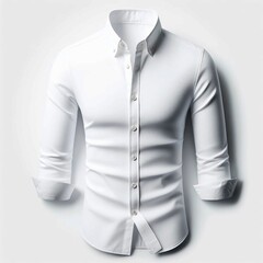 White Men's Long-Sleeved Button-Down Shirt