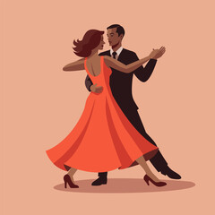 Man and woman ballroom dancing