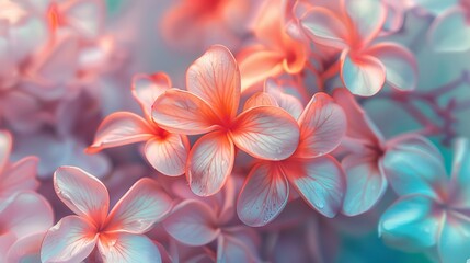 Fototapeta premium A beautiful pink and white flower with a blue background