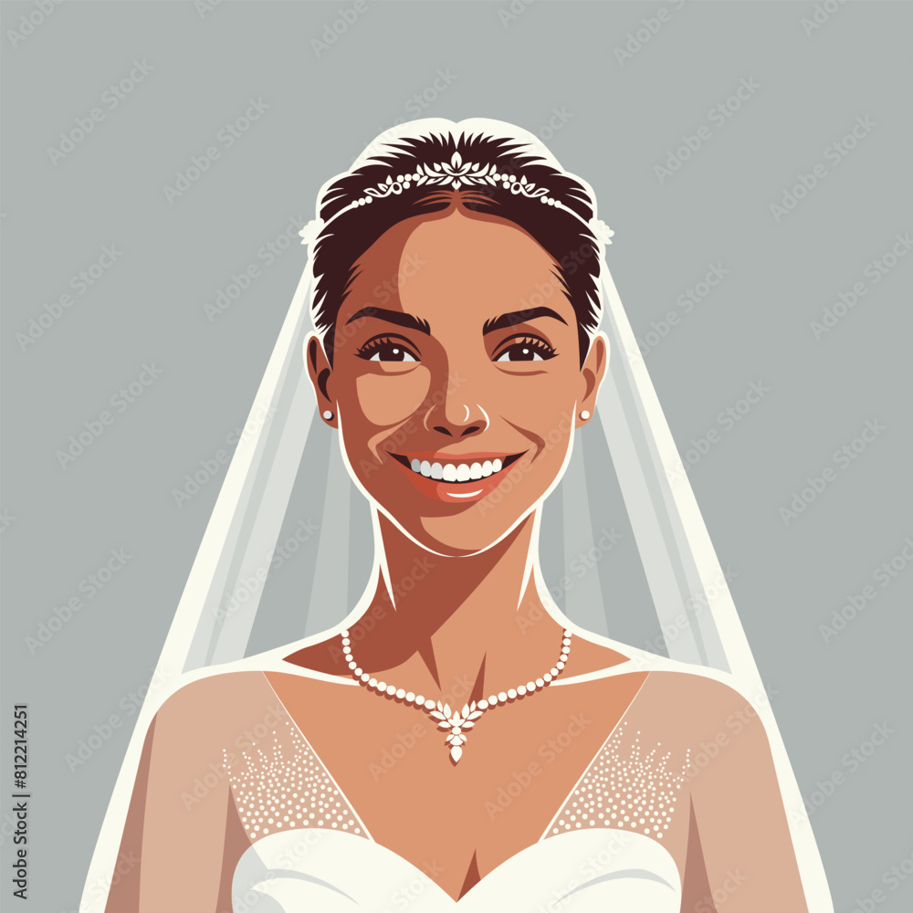 Poster beautiful smiling bride in a veil