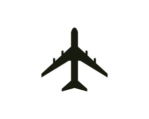 Plane icon. Airport sign. Black airplane silhouette