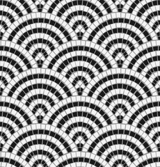 Black and white mosaic arched seamless pattern