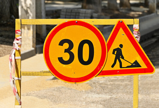 Road work sign