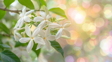 Obraz premium A bouquet of white flowers with a colorful background