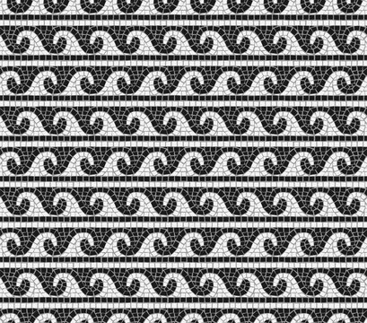 Waves mosaic seamless pattern in antique roman style
