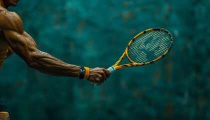Athlete s hands gripping racket for powerful forehand shot at summer olympics, showcasing technique