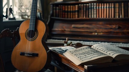 Fototapeta premium Mastering Music Composition and Guitar Theory through Deep Study and Notebook Sketches