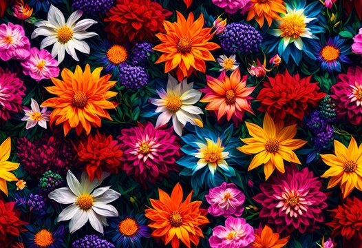 illustration, vibrant flowers blooming seasons changing time lapse, colorful, blossoming, growth, nature, flora, seasonal, changes, video, footage, sequence