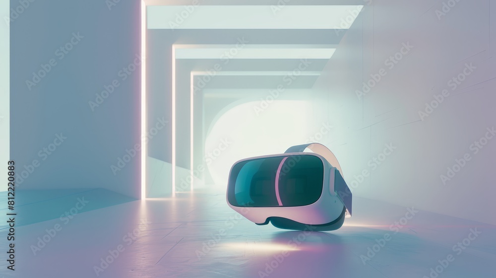 Poster virtual reality flat design side view immersive tech theme water color triadic color scheme