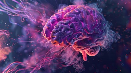 A 3D illustration showcasing the human brain through abstract visualization