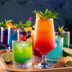 Dive into a spectrum of taste with our best-selling cocktails! Vibrant hues, bold flavors