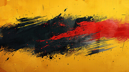 Abstract empty banner in grunge style. Yellow, black, red colors. Generated by artificial intelligence