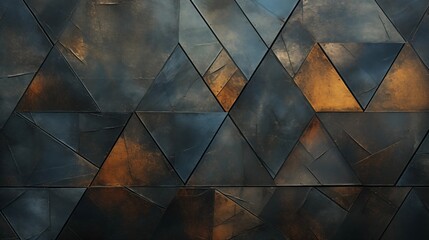 Modern and Abstract Geometric Metal Wall Pattern with a Copper and Steel Finish