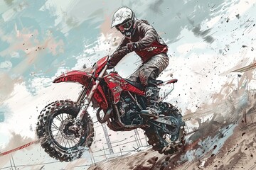 A simple outline drawing of a cartoon motorcycle with a joyful rider, cruising down a winding road, providing a delightful coloring opportunity for young children.