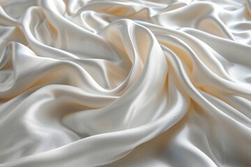 Obraz premium This image captures the delicate folds and smooth texture of a luxurious white satin fabric, hinting at elegance and purity