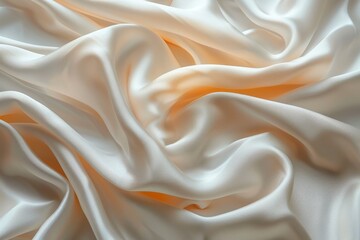 Obraz premium A rich cream silk fabric with gentle waves presents an image of softness and luxurious texture, evoking comfort and quality