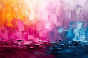 The photo depicts a vivid and textural surface created by thick, bold strokes of oil paint in a range of vibrant colors