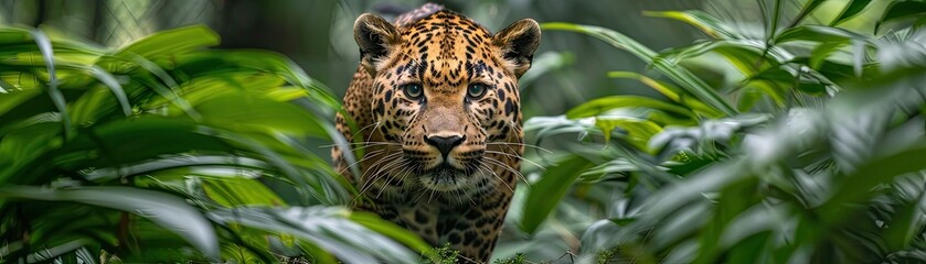 A majestic and formidable panther prowling through the dense jungle