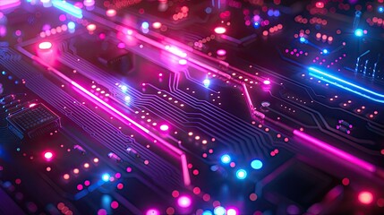 Obraz premium Background of neon lights technology