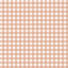 Gingham pattern seamless Plaid repeat in peach and white. Design for print, tartan, gift wrap, textiles, checkered background for tablecloth