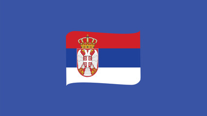 Obraz premium Serbia Emblem Ribbon European Nations 2024 Teams Countries European Germany Football Symbol Logo Design Vector Illustration