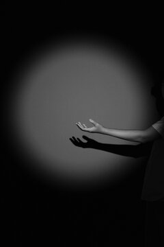 black and white of a hand