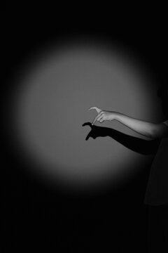 black and white of a hand