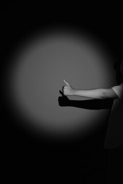 black and white of a hand