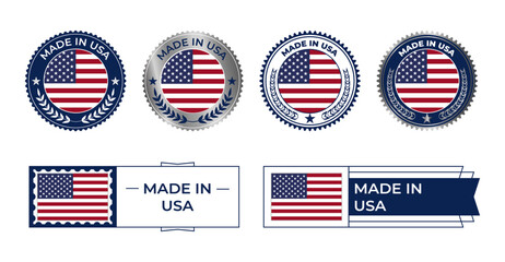 USA flag, USA flag Stamp, Made in USA. USA verified, United States of America, Country Flag Stamp Verified, Certified, Made in, Tag, Seal, Stamp, Silver, Flag, Icon vector.