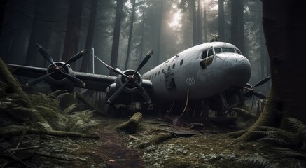 Airplane in Green Forest