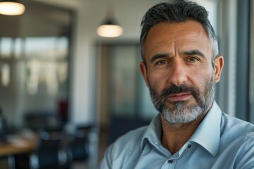 Fototapeta premium Middle-aged businessman showing a serious expression and piercing gaze