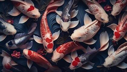 seamless pattern koi fish