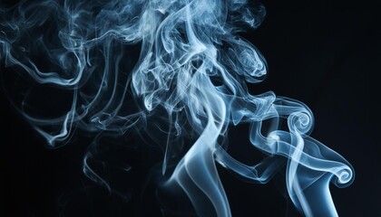 texture of blue smoke on a black background - Powered by Adobe
