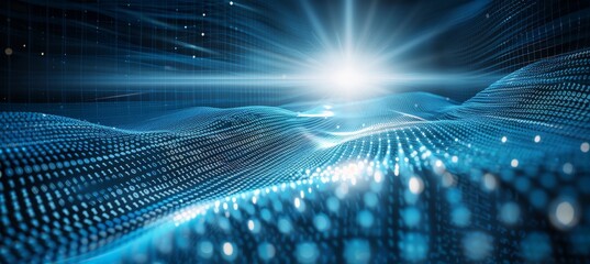 Interconnected dots on vibrant blue surface  abstract representation of communication