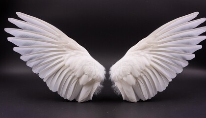 white angel or bird wings on black background