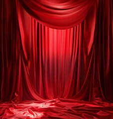 Luxurious Red Velvet Drapes for Theater Stage or Photography Backdrop