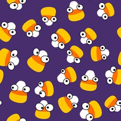 Cartoon Halloween sugar monsters seamless candy corn pattern for wrapping paper and fabrics and linens