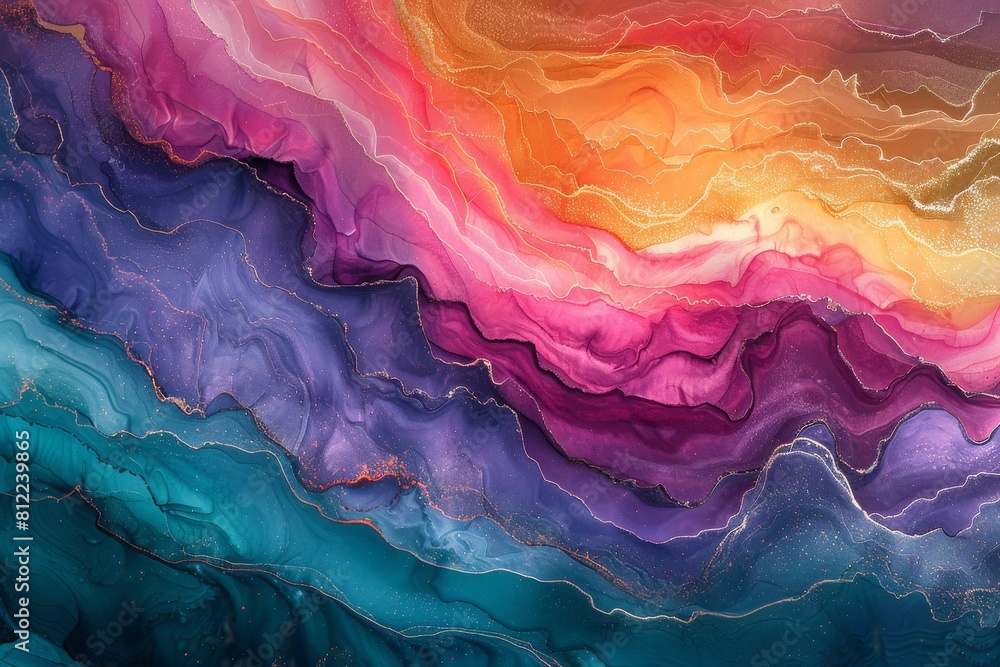 Poster a mesmerizing display of flowing colors and marbling technique creates a vibrant abstract art textur