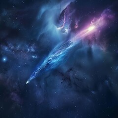 flying comet in space.